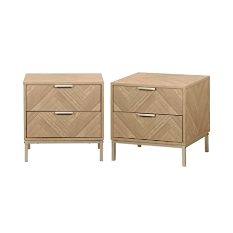 sweeek 2er-Set Nachttische, Budapest, Zwei Schubladen L 45 x B 40 x H 45 cm