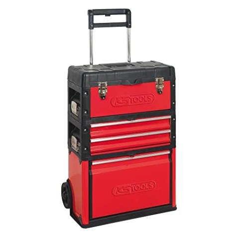 KS Tools | Fahrbarer Kunststoff-Stahlblech-Werkzeugkasten | Tragfähigkeit 75 kg | HxB 720 x 320 mm