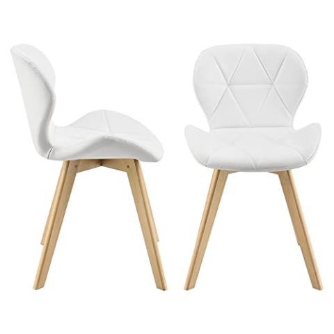 [en.casa] Esszimmerstuhl Älmhult 2-er Set 78x47x52 cm Kunstleder Buche Stühle Wohnzimmerstuhl Küchenstuhl Weiß