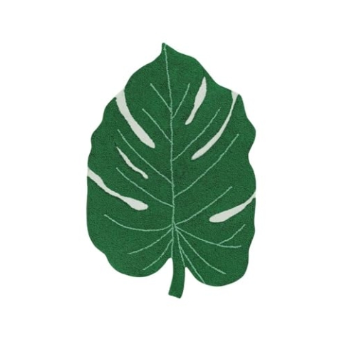 Lorena Canals Waschbarer Teppich Monstera, Baumwolle, Grün, 120 x 160 x 30 cm