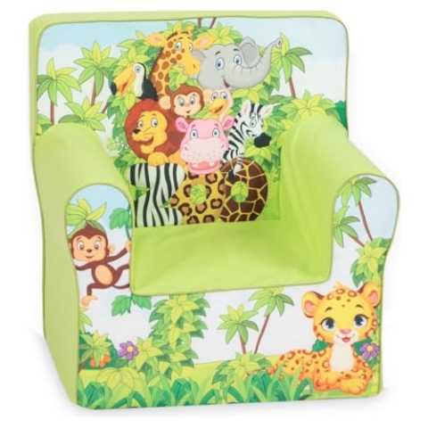 Gomoor Kindersessel ab 1 Jahr - Hellgrüner Jungle - Kindersofa - Spielsofa - Kinder Sessel - Baby Sofa - Bezug aus 100% Baumwolle waschbar - Füllung aus Schaumstoff