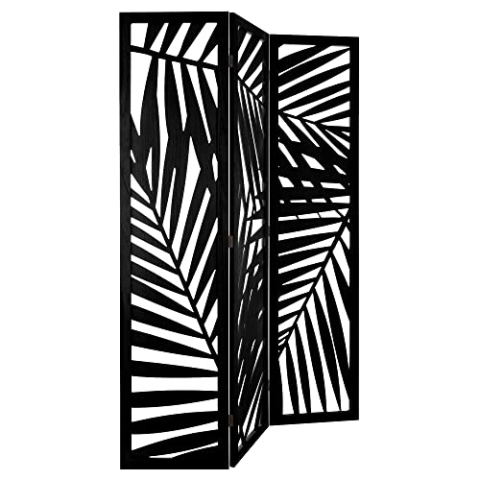 Atmosphera - Paravent Feuille - Holz - schwarz H 170 cm - Schwarz