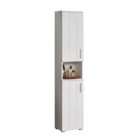 trendteam smart living - Hochschrank Schrank - Badezimmer - Wons - Aufbaumaß (BxHxT) 37 x 192 x 31 cm - Farbe Weiß Hochglanz - 220710301