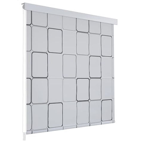 vidaXL Duschrollo 140x240cm Quadratmuster Duschvorhang Badewannenvorhang Rollo