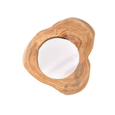 invicta INTERIOR Handgearbeiteter Spiegel Reflect 31cm Natur Teakholz Wandspiegel Badspiegel aus Massivholz