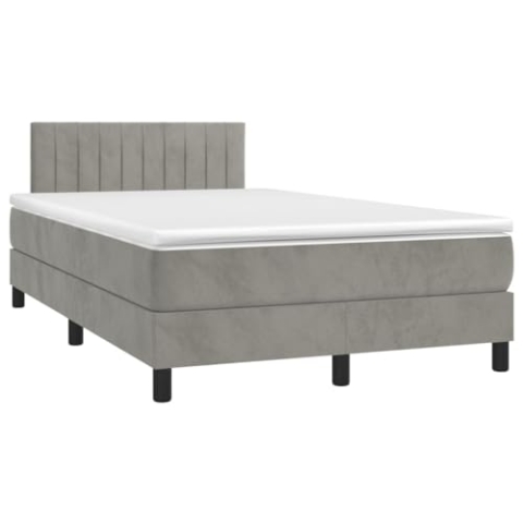 vidaXL Boxspringbett mit Matratze Doppelbett Bett Polsterbett Hotelbett Bettrahmen Bettgestell Lattenrost Schlafzimmerbett Hellgrau 120x200cm Samt