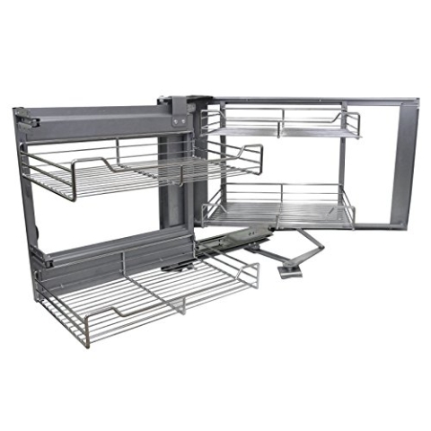 KuKoo Magic Corner Eckschrank Korb Küchenschrank Körbe Schrankauszug Schrankkörbe Küchenkorb Korbauszug Schrankauszüge Schrankkorb Küchen-Regal Soft Close Funktion Aufbewahrungskörbe 90cm - 100cm