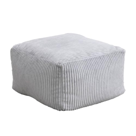 Home Deluxe - Sitzsack Hocker Cozy - Stoff: Samt Cord, Farbe: Hellgrau - Maße: 44 x 44 x 25 cm, inkl. Füllung I Sitzmöbel Bean Bag Sitzsäcke