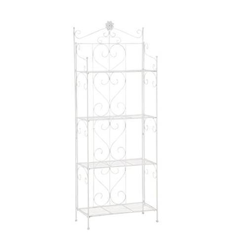 CLP Lenja stabiles Standregal im Landhausstil I Klappbares Eisenregal mit 4 Regalböden I erhältlich, Farbe:antik weiß