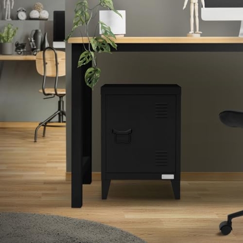 ML-Design Aktenschrank, 40x30x57,5 cm, Schwarz, Stahl, Freistehender Büroschrank mit 4 Beinen, Kleiner Lagerschrank, Einzeltür Stahlschrank, Metallschrank Aufbewahrungsschrank Nachttisch Beistelltisch