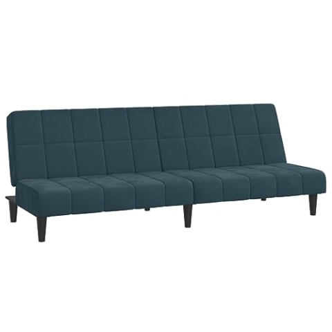 vidaXL Schlafsofa 2-Sitzer, Sofa mit Holzrahmen, Schlafcouch für Wohnzimmer Heimkino Büro, Couch Sofabett Tagesbett Gästebett, Blau Samt
