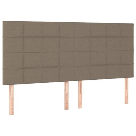 vidaXL LED Kopfteil Bettkopfteil Polsterkopfteil Betthaupt für Bett Bettgestell Bettrahmen Schlafzimmer Bettzubehör Taupe 180x5x118/128cm Stoff