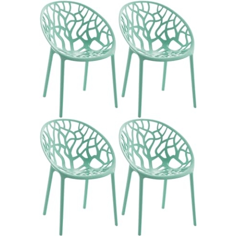 CLP 4er Set Gartenstühle Hope Kunststoff I Stapelstühle wetterfest und UV-beständig I Outdoorstühle pflegeleicht I Sessel für draußen, Farbe:hellgrün