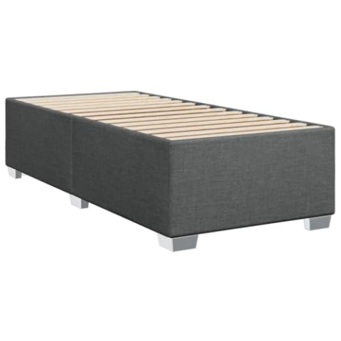 vidaXL Bettgestell, Bett mit Bettfüße Lattenrost, Polsterbett für Schlafzimmer, Einzelbett Bettrahmen, Modern, Dunkelgrau 100x200cm Stoff