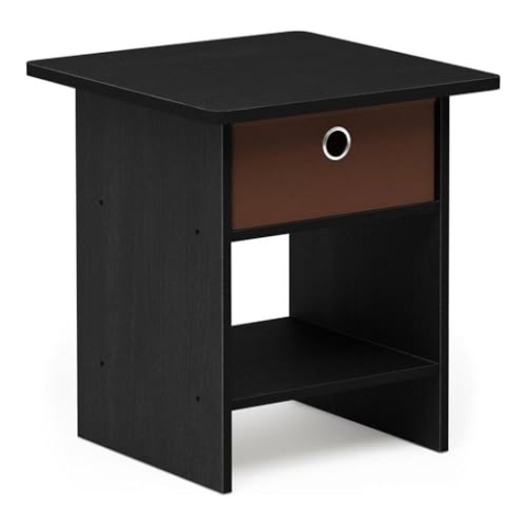 Furinno Dario Beistelltisch/Nachttisch mit Schublade, Americano/Mittelbraun