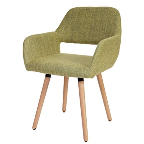 Mendler Esszimmerstuhl HWC-A50 II, Stuhl Küchenstuhl, Retro 50er Jahre Design - Textil, hellgrün, helle Beine