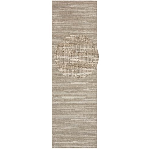 Elle Decoration In -und Outdoor Mèlange - Flachgewebe Wendeteppich modernes Design Läufer meliert robust pflegeleicht Balkon Terrasse Garten Wohnzimmer Büro Schlafzimmer- Linen, 80x350