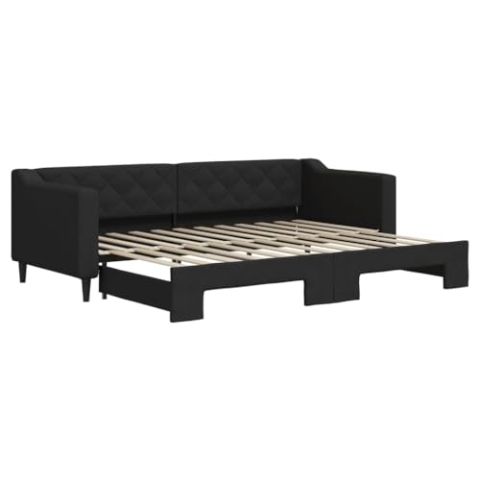 vidaXL Tagesbett, Sofabett Ausziehbar, Gästebett Schlafsofa für Schlafzimmer Wohnzimmer, Ausziehbett Sofa Bettsofa, Modernes Design, Schwarz 80x200cm Stoff