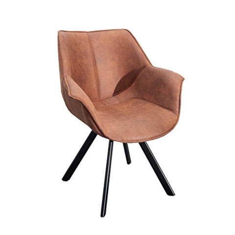invicta INTERIOR Design Stuhl The Dutch Retro antik braun Metall Esszimmer Sessel Polsterstuhl Bürosessel mit Armlehne
