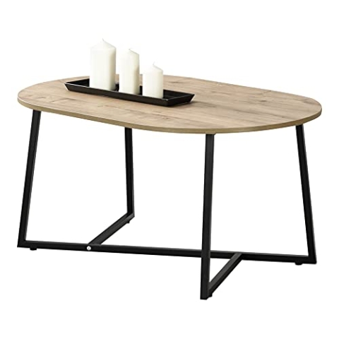 [en.casa] Couchtisch 'Valdemarsvik' 100x60x47cm Wohnzimmertisch Sofatisch Metallgestell Eiche-Optik