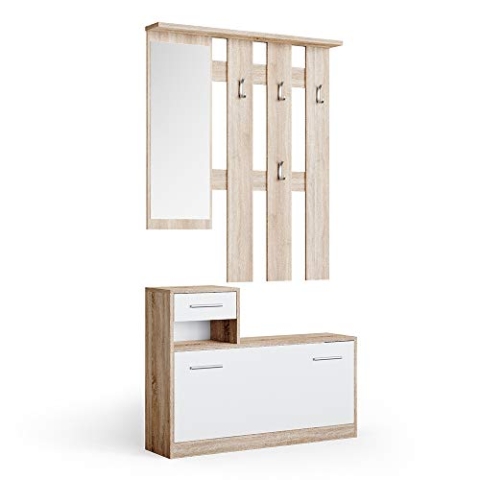 Vicco Garderobe Billy, Flurgarderobe, Weiß/Sonoma, 25 x 191 cm