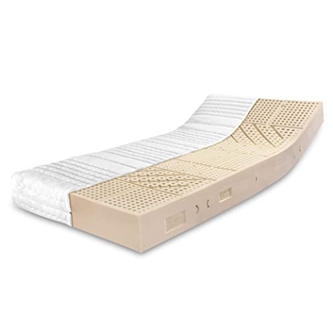 RAVENSBERGER Latexmatratze Ergo-Natura - Härtegrad H2, mittel, RG 70, 120 x 200 cm, Höhe 21 cm, 7-Zonen, mit Baumwoll-Doppeltuch Bezug, Dunlop-Verfahren, 100% Naturlatex, Made in Germany