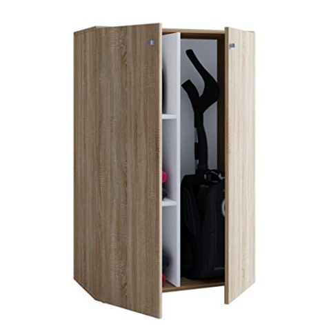 VCM Holz Besenschrank | 4 Fächer | Haushaltsschrank | Maße: B. 70 x H. 111 x T. 38 cm | 2 Drehtüren – Lona L Sonoma-Eiche