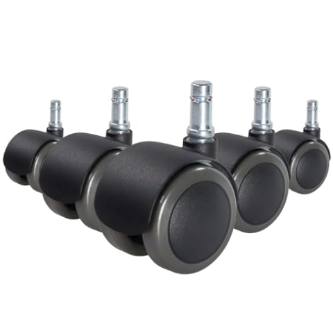 hjh OFFICE 619022 5X Hartbodenrollen 11mm / 50mm ROLO FIX Zinkgusdruck Stuhlrollen sitzgebremst für Hartböden (5er Pack)