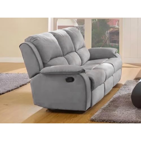 Vente-Unique - Relaxsofa 3-Sitzer - Microfaser - Grau - Hernani