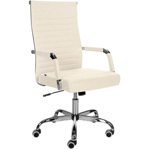 CLP Ergonomischer Bürostuhl Amadora I Höhenverstellbar, 360 Grad Drehstuhl I Kunstleder Oder Stoff Bezug I Langlebig, 120 kg Belastbar, Farbe:Creme, Material:Stoff