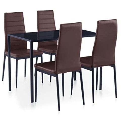 vidaXL Essgruppe 5-TLG. Esszimmertisch Esstischset Esszimmergarnitur Küchentisch Esszimmer Stuhl Tisch Set Sitzgruppe Esstisch mit 4 Stühlen Braun