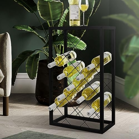 ML-Design Weinregal für 23 Flaschen, 40x22x68 cm, Schwarz, Metall, Kreuzdraht-Design, Freistehendes Flaschenregal, Wein Halter Flaschenhalter Flaschenständer Weinständer Weinschrank Aufbewahrungsregal