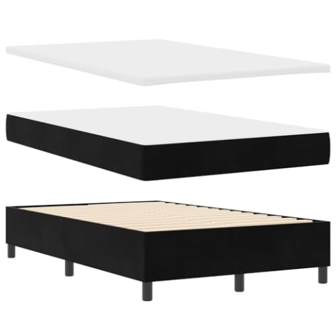 vidaXL Boxspringbett mit Matratze & Bank Schwarz 120x200 cm Samt