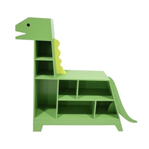 Teamson Kids Dinosaurier-förmiges Bücherregal/Spielzeug-Organizer mit verschiedenen Fächern, Grün