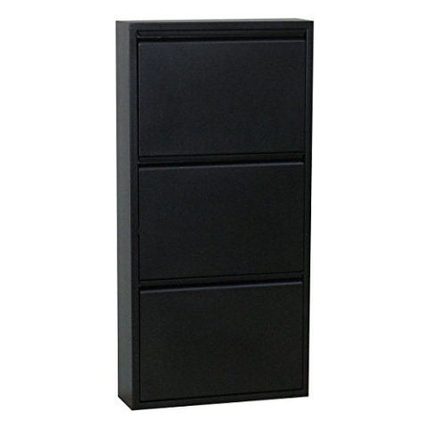 Dynamic24 Schuhschrank Pisa New 3 Klappen Metall Schuhkipper Schuhregal Schuhablage Schrank