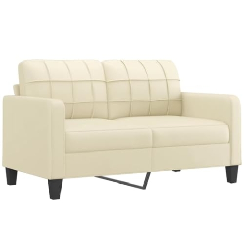vidaXL Sofa 2 Sitzer, Couch für Wohnzimmer, Polstersofa mit Metallgestell, Loungesofa Zweisitzer Wohnzimmersofa Wohnzimmermöbel, Creme Kunstleder