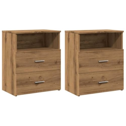 vidaXL Nachttische 2 STK. Artisan-Eiche 50x32x60 cm Holzwerkstoff, Schrank, Beistelltisch, Bettschrank, Nachtschrank, Schlafzimmermöbel, Nachtkästchen