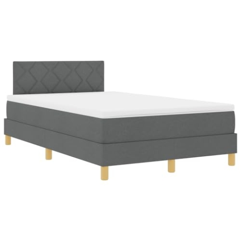 vidaXL Boxspringbett mit Matratze Dunkelgrau 120x200 cm Stoff