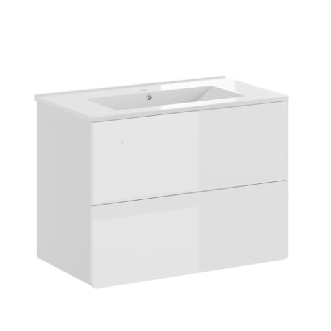 Vicco Badmöbel-Set Izan, Weiß Hochglanz, 2 Teile