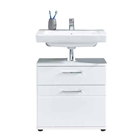 trendteam smart living - Waschbeckenunterschrank Unterschrank - Badezimmer - Monte - Aufbaumaß (BxHxT) 60 x 58 x 38 cm - Farbe Weiß Hochglanz - 195630101