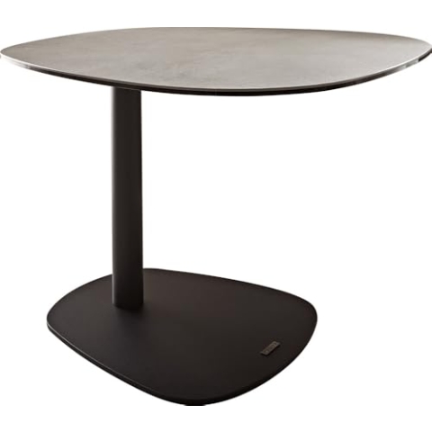 DELIFE Beistelltisch Elenya Keramik Aspetto Concreto Betonfarbig 60x60 cm Gestell Metall Schwarz