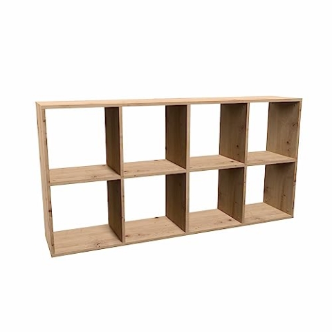 CDF Bücherregal Eiche Artisan – Regal 8 Fächern für Bücher, Spielzeug – möbel ideal für Wohnzimmer, Kinderzimmer oder Jugendzimmer – standregal Malax 2x4