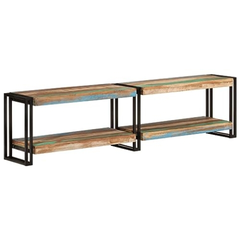 vidaXL TV Schrank, Fernsehschrank mit viel Stauraum, Lowboard für Fernseher Wohnzimmer, Fernsehtisch TV Möbel HiFi Schrank, Massives Altholz
