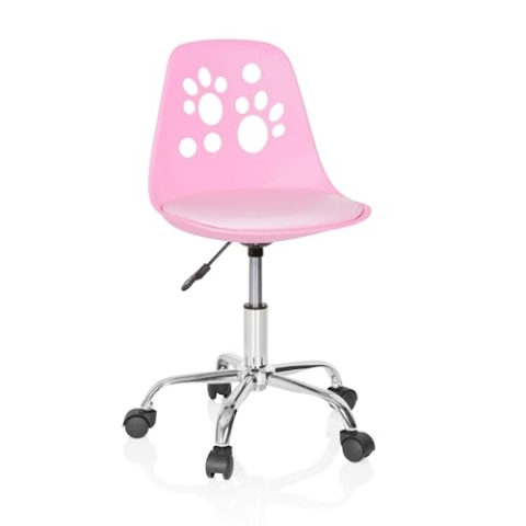 hjh OFFICE 742004 Kinderdrehstuhl Fancy I Kunstleder Pink mitwachsender Drehstuhl im peppigen Design