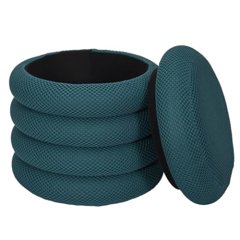 HOME DECO FACTORY, HD0424, Aufbewahrungshocker im modernen und eleganten Design, Praktisch und leicht, großzügige Stauraumkapazität, Größe 37 x 42 x 37 cm, Blaue Farbe