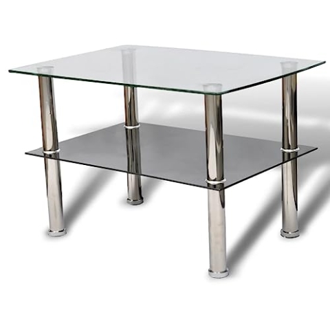 vidaXL Couchtisch Glas 2 Ebenen Tisch Beistelltisch Wohnzimmertisch Glastisch