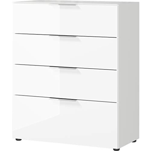 Germania Kommode 3695-84 GW-Oakland, in Weiß, mit Glasauflage, 83 x 102 x 42 cm (BxHxT)