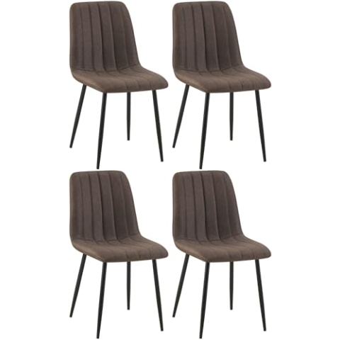 CLP 4er Set Stühle Dijon I Samt I Stoff I Mit Ziernähten I Mit Lehne, Farbe:braun, Material:Stoff