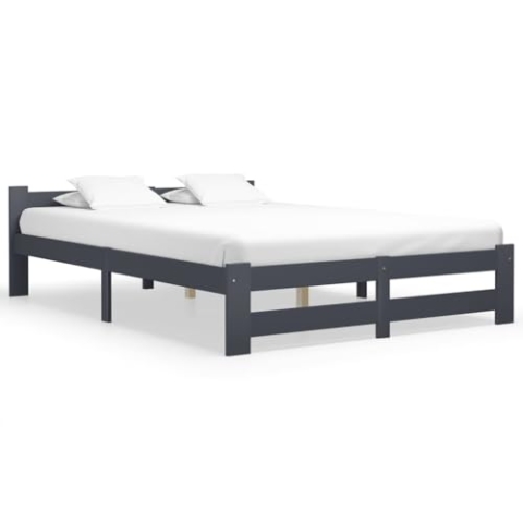 vidaXL Massivholzbett Bett Holzbett Bettgestell Bettrahmen Lattenrost Doppelbett Schlafzimmerbett Schlafzimmermöbel Dunkelgrau Kiefer 120x200cm