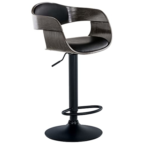 CLP Barhocker Kingston Mit Hochwertiger Polsterung I Höhenverstellbarer Barstuhl Mit Robustem Metallgestell, Farbe:schwarz/grau, Material:Kunstleder